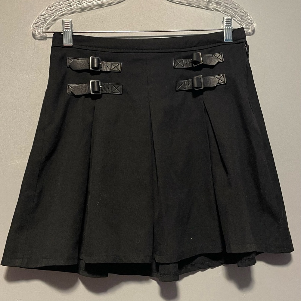Hot Topic Black Skater Mini Skirt with Buckle Straps